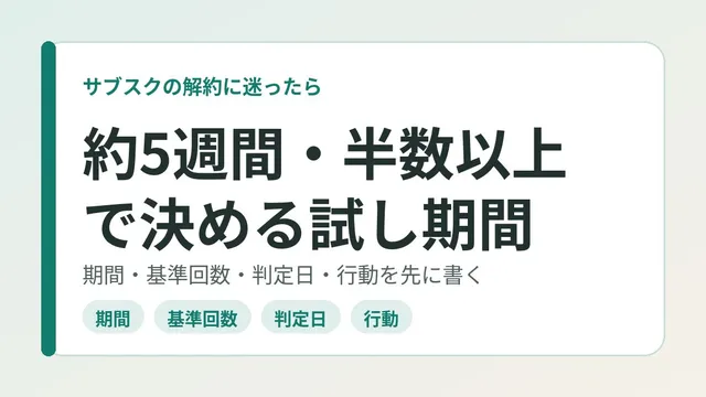 订阅服务犹豫要不要退订时的判断标准:用约5周、半数以上次数来决定的试用期